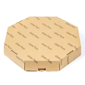 Custom Logo Printed Kraft Corrugated Disposable Octagon Pizza Packaging Box for Takeout Restaurants