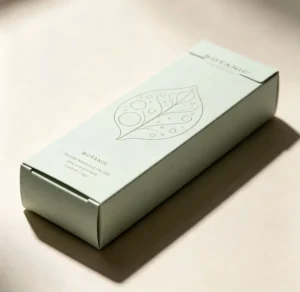 Aangepaste Logo Geprinte Lichtgroene Botanische Cadeau Dozen met Bladpatroon, Lange Kartonnen Verpakking voor Cosmetica en Cadeaus