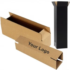 Custom Logo Printed Long Corrugated Kraft Paper Mailer Box for Umbrellas, Fishing Rods, and Scrolls, 3/5 Layers