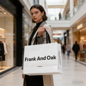 Custom Logo Printed Luxury White Paper Shopping Bag with Black Handle, Eco-Friendly Recyclable, for Boutique Retail Packaging
