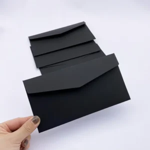 Custom Logo Printed Matte Recycled Black Card Invitation Envelopes for Business