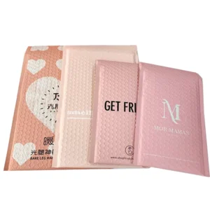 Custom Logo Printed Pink Metallic Poly Bubble Mailer Padded Mailing Bag