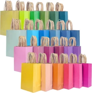 Custom Logo Printed Recyclable Kraft Paper Tote Bags for Coffee Takeaway Clothing Shopping and Gift Packaging