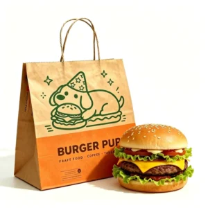 Custom Logo Printed Recyclable Reusable Kraft Paper Shopping Bags with Takeaway Use for Bakery Cafe Fast Food Restaurant