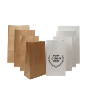 Custom Logo Printed Recycled Kraft Paper Lunch Bags for Food Takeaway and Grocery