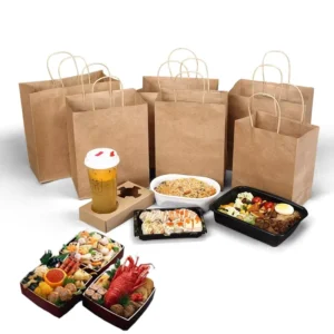 Custom Logo Printed Small Brown Kraft Paper Bag for Restaurant Food Takeaway