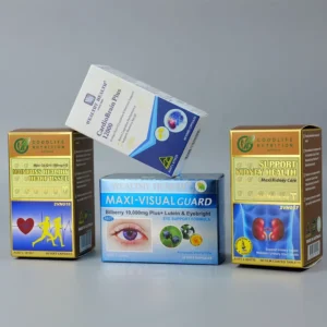 Custom Logo Printed White Cardboard Health Supplement Box, 350gsm Food-Grade Cardstock for Vitamin Capsule and Pill Packaging