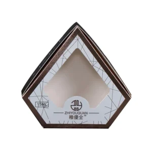 Custom Logo Printing Folding Diamond Perfume Cosmetic Packaging Gold Silver Cardboard Transparent Clear Window Paper Box