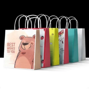 Custom Logo Printing Food Takeaway Handmade Colorful Kraft Paper Bag Food Bread Milk Tea Packaging Paper Bag