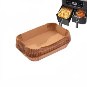 Custom Logo Rectangular Air Fryer Paper Liners, Non-Stick Unbleached Parchment Sheets for Baking Oven