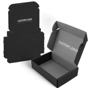Custom Logo Recyclable Black Corrugated Cardboard Shipping Gift Box with Double-Sided Printing