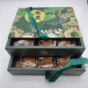 Custom Logo Recyclable Double-Drawer Mooncake Gift Box for Cookies, Pastries, and Snacks