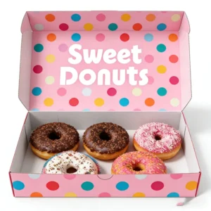 Custom Logo Recyclable Food-Safe Paper Boxes with Matte Lamination and Embossing for Donuts, Cookies, Cupcakes, and Tarts