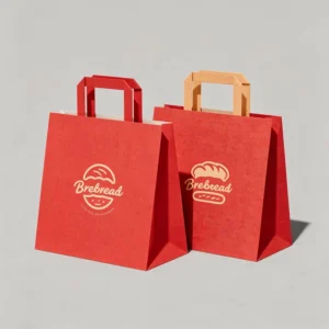 Custom Logo Recyclable Heavy-Load Kraft Paper Bag with Flat Rope Handle for Retail Packaging