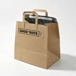 Custom Logo Recyclable Kraft Paper Bag Leakproof Bottom Takeaway Coffee Tea Packaging Bag with Handles