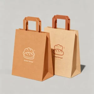 Custom Logo Recyclable Kraft Paper Bag with Reinforced Flat Rope Handle, High Weight-Bearing Capacity, Reusable Bags for Food, Apparel, and Gifts