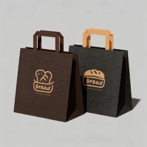 Custom Logo Recyclable Kraft Paper Bag with Reinforced Flat Rope Handle, High Weight-Bearing Capacity, Reusable Packaging