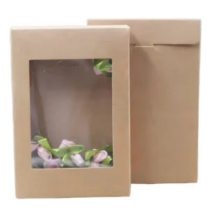 Custom Logo Recyclable Kraft Paper Folding Box with Clear Window for Gift and Cosmetic Packaging