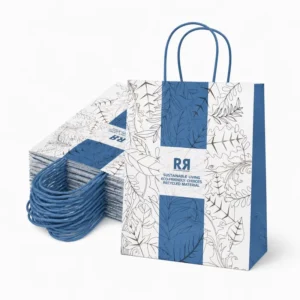 Custom Logo Recyclable Shopping Brown Kraft Die Cut Handle Paper Bag Bakery Coffee Shop Restaurant Takeaway Packaging