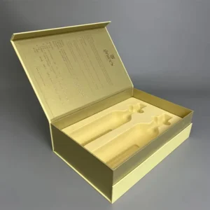 Custom Logo Recyclable Velvet Rigid Double-Bottle Wine Box With Magnetic Closure, Insert And Matt Lamination