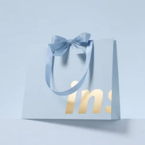 Custom Logo Recyclable White Cardboard Shopping Bags Gold Foil Stamped Boutique Handbags with Ribbon Handle