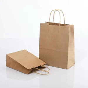 Custom Logo Recycled Takeaway Shopping Carrier Kraft Paper Bag With Twisted Handle