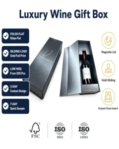 Custom Logo Red Magnetic Gift Paper Box, Embossed, Recyclable Collapsible Rigid Packaging for Beverage and Soda