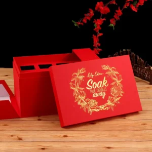 Custom Logo Red Matte Wedding Rigid Cardboard Magnetic Gift Box with Sponge Lining and Embossing