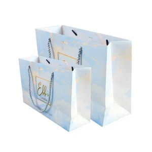 Custom Logo Reusable White Card Art Paper Shopping Bag With Ribbon Handle and Lamination