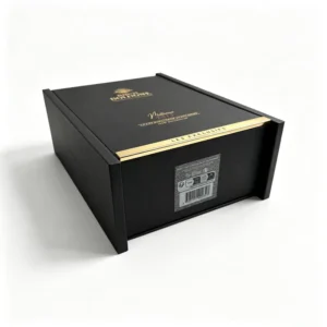 Custom Logo Rigid Cardboard Wine and Vodka Gift Box Black with Matt Lamination and Sponge Embossing