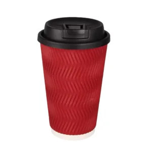 Custom Logo Ripple Wall Printed Disposable Paper Coffee Cups With Lids