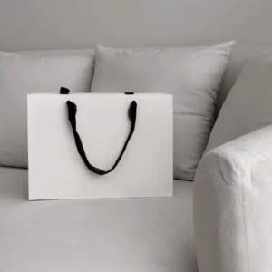 Custom Logo Size White Grey Board Cardboard Paper Bags Rope Handle Flexo Printing Recyclable Supermarket Promotion