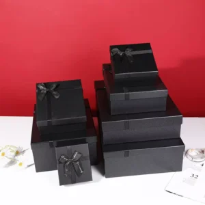 Custom Logo Slide-Out Gift Box, White Rigid Cardboard with Removable Lid and Base, Ribbon