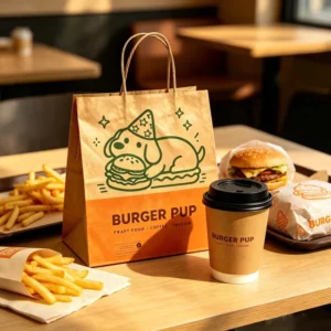 Custom Logo Takeaway Paper Bags with Twisted Handles Recyclable Shopping Packaging Bags for Restaurant Bakery Cafe Business