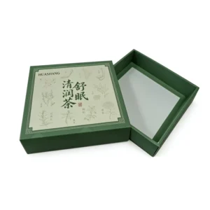Custom Logo Tea Gift Box, Matte Green Herbal Tea Packaging