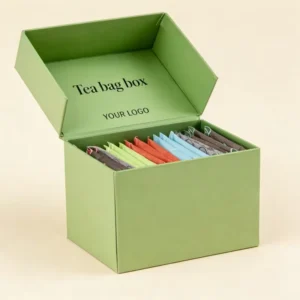 Custom Logo Tea Packaging Box Recyclable 20 Piece Flip Cover Foldable Cardboard Tea Beverage Gift Box