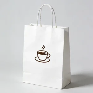 Custom Logo Thick White Kraft Paper Bags with Handles for Coffee, Bread, Noodles, and Food Takeaway Packaging