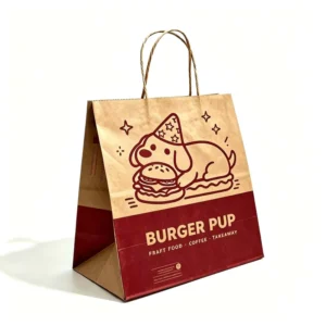 Custom Logo Twisted Handle Kraft Paper Bags for Bakery, Cafe, Restaurant, and Merchandise