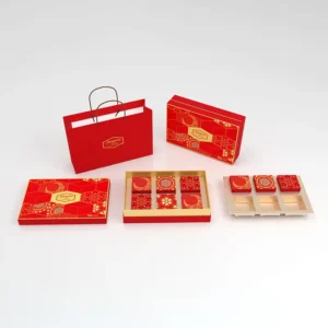 Custom Logo UV Coating Embossing Glossy Lamination Pink Mooncake Food-Safe Custom-Size Rigid Cardboard Recyclable