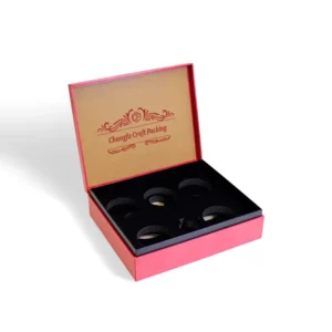 Custom Logo Waterproof Reusable Eco-Friendly Rigid Paperboard Packaging Box with Handle, Red