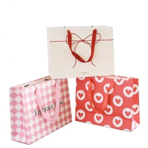Custom Logo White Card Paper Gift Bag With Handle Luxury Shopping Paper Bag
