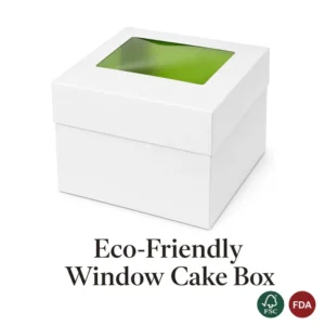 Custom Logo White Cardboard Cake Boxes with Window Self-Erecting Bakery Cake Box Recyclable Food Safe Foldable