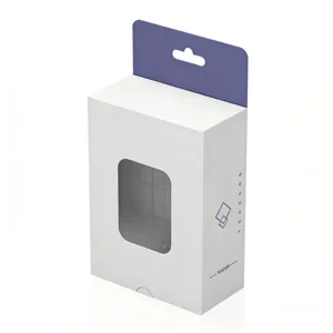 Custom Logo White Cardstock Window Display Box with Clear Window and Hang Tab