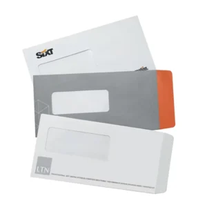 Custom Logo White Kraft Wallet Business Envelope with Clear PVC Window and Peel and Seal Tape