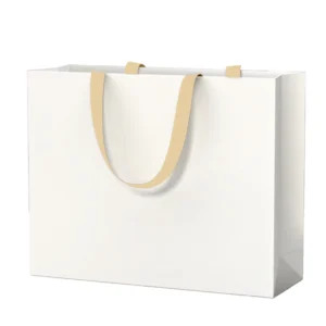 Custom Logo White Luxury Paper Bags for Gift Packaging Classic White Card Hot Stamping Gift Bag