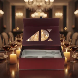 Custom Logo Wine Open-Window Rigid Packaging Box with Matte Lamination and Magnetic Closure