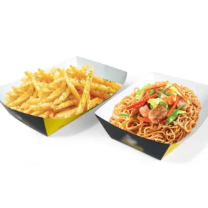Custom Long Boat Paper Tray for French Fries, Hot Dogs, and Fast Food