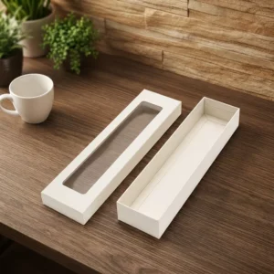Custom Long Rectangle PVC Window Gift Box, Rigid Paper Packaging for Gifts