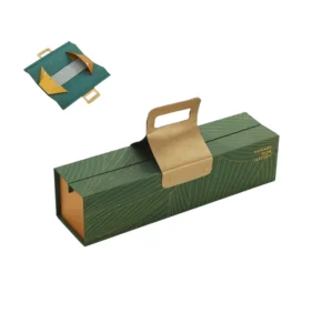 Custom Long Rectangular Rigid Folding Paper Wine Gift Box with Handle for Champagne