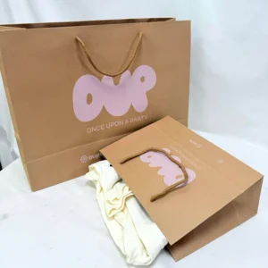Custom Luxury Biodegradable Moisture-Proof Kraft Gift Brown Bag With Ribbon Handle for Shopping and Custom Logo